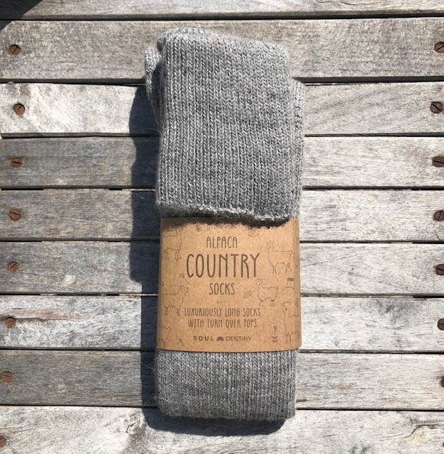 Alpaca Wool Long Country Socks Grey 75% Alpaca Wool cushioned sole and heel